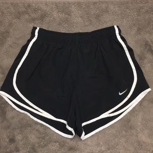 NIKE DRI-FIT black and white running shorts